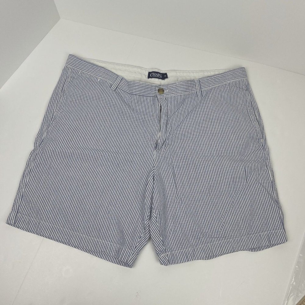 Chaps‎ Shorts Men's Size 42 Blue Seersucker Chino Shorts Pinstripe Stripe Casual